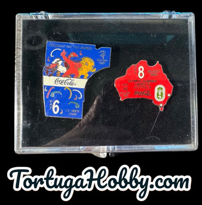 2000 Coca Cola Sydney Olympics #6 And #8 Pin Back With case. Complete Your Set.