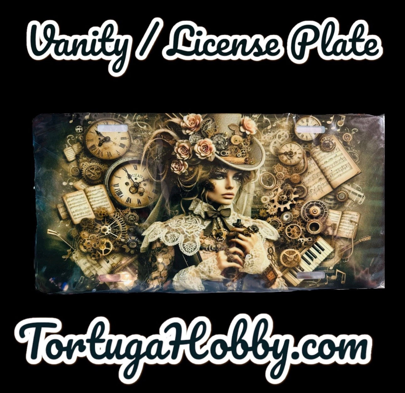 Plates - The Timekeeper Exclusive Art - Front License / Vanity Plate - Steampunk Artwork