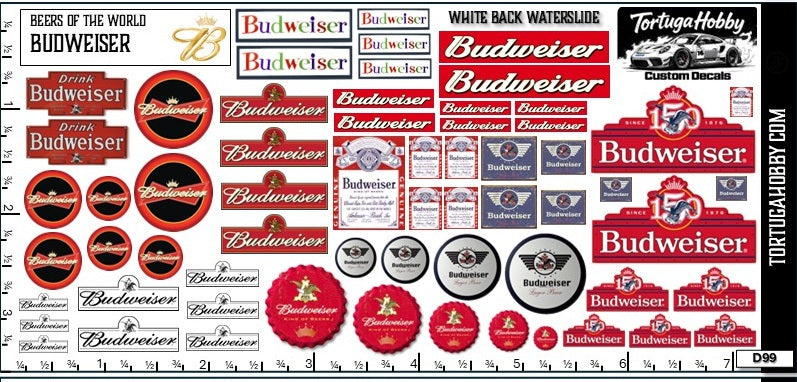 Budweiser - Water Slide Decals - Scale Models, RC or Derby