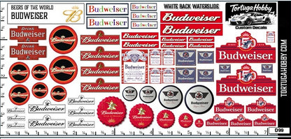Budweiser - Water Slide Decals - Scale Models, RC or Derby