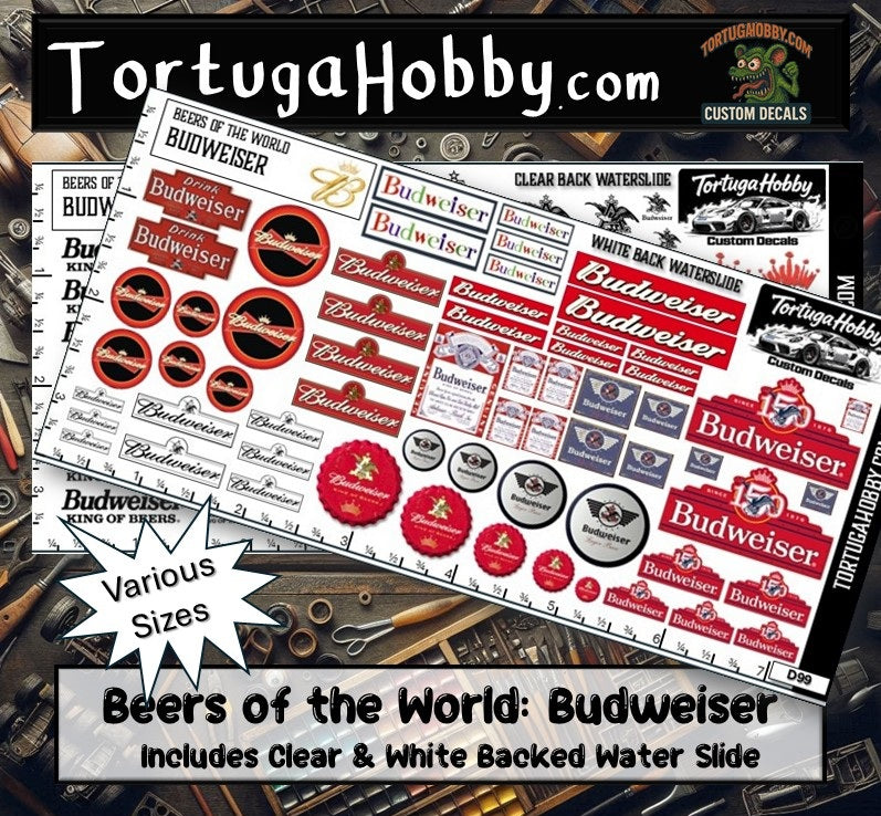 Budweiser - Water Slide Decals - Scale Models, RC or Derby