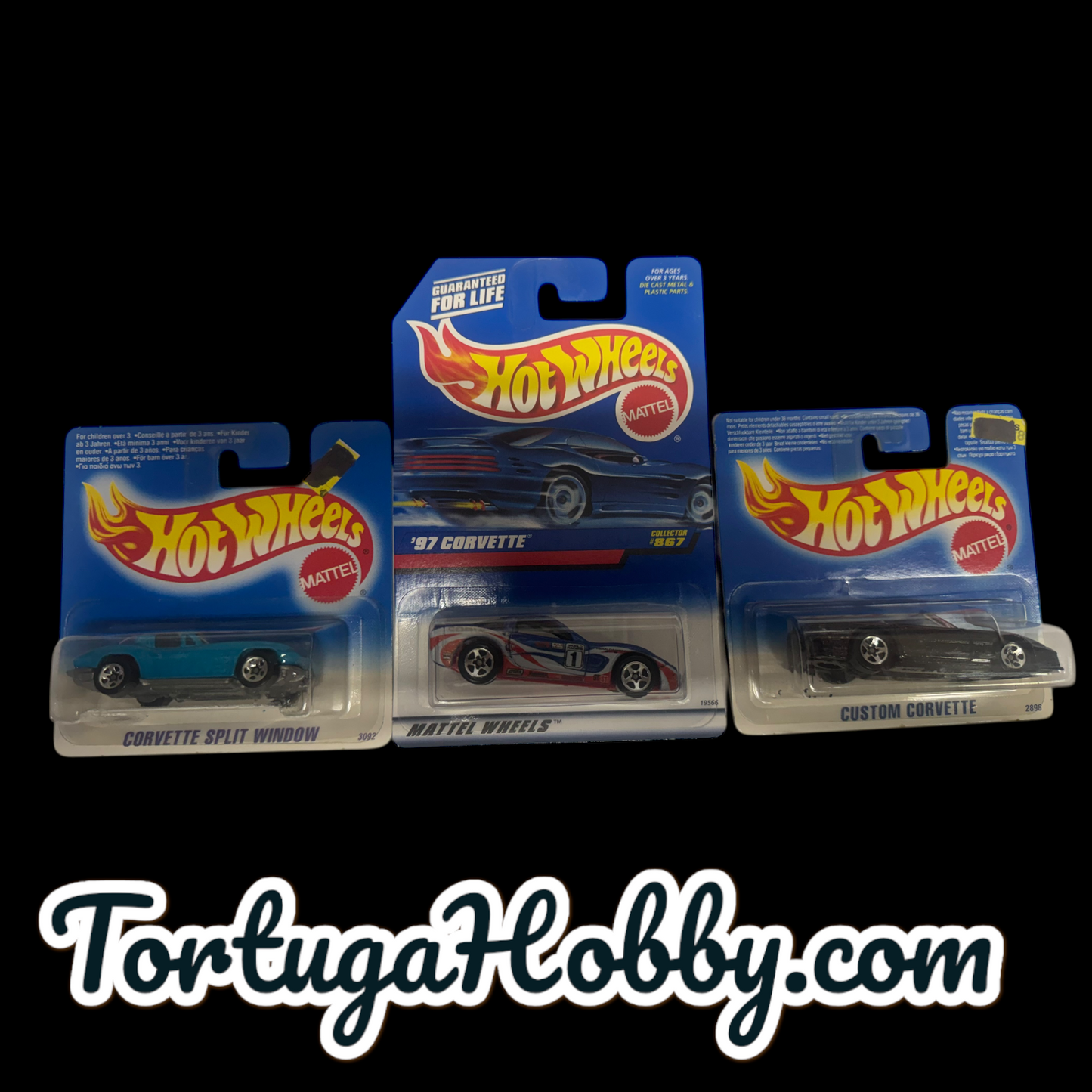 1995 - Hot Wheels - Corvette - Mainline - 3 Cars Included.