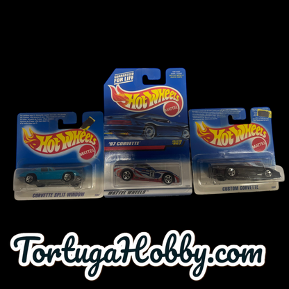 1995 - Hot Wheels - Corvette - Mainline - 3 Cars Included.