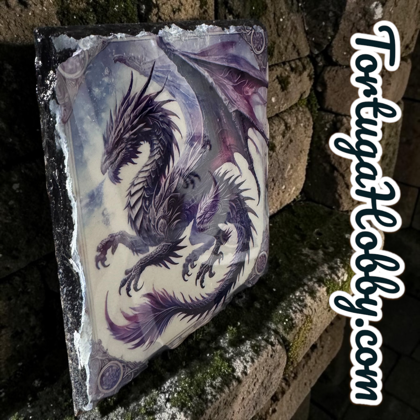 One Of A Kind Dragon Artwork On Slate Artwork & 20oz Tumbler - Unique - Only 1