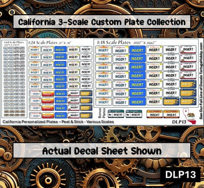 California - 1:18, 1:24, 1:64 & 1:10 Scale License Plates for Diecast or Models (Copy)