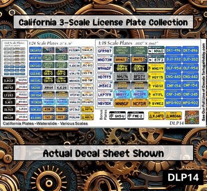 California - 1:18, 1:24, 1:64 & 1:10 Scale License Plates for Diecast or Models (Copy)