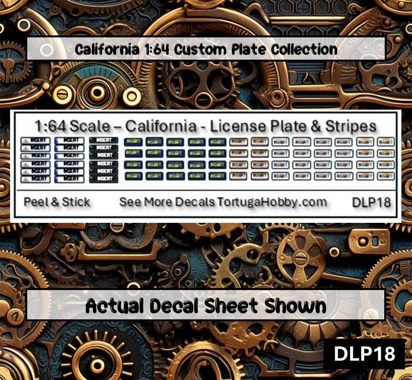 California - 1:18, 1:24, 1:64 & 1:10 Scale License Plates for Diecast or Models (Copy)
