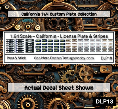 California - 1:18, 1:24, 1:64 & 1:10 Scale License Plates for Diecast or Models (Copy)