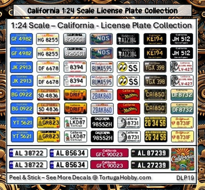 California - 1:18, 1:24, 1:64 & 1:10 Scale License Plates for Diecast or Models (Copy)