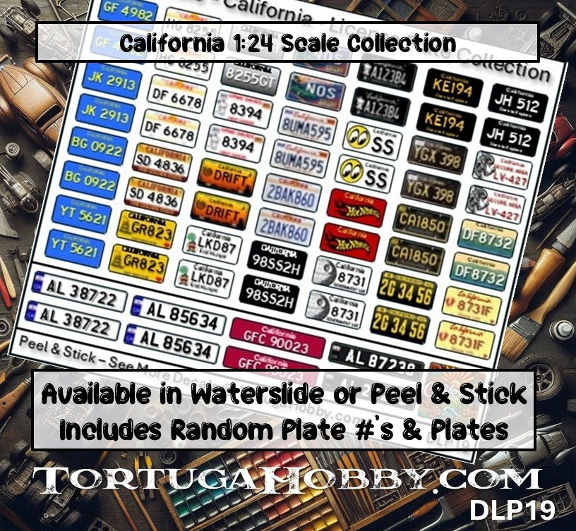 California - 1:18, 1:24, 1:64 & 1:10 Scale License Plates for Diecast or Models (Copy)