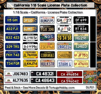 California - 1:18, 1:24, 1:64 & 1:10 Scale License Plates for Diecast or Models (Copy)