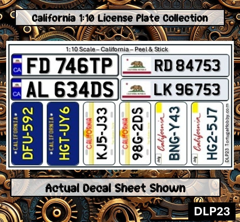 California - 1:18, 1:24, 1:64 & 1:10 Scale License Plates for Diecast or Models (Copy)