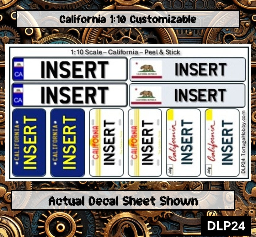 California - 1:18, 1:24, 1:64 & 1:10 Scale License Plates for Diecast or Models (Copy)