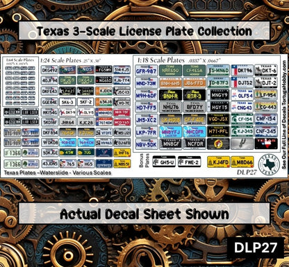 Texas - 1:18, 1:24, 1:64 & 1:10 Scale License Plates for Diecast or Models