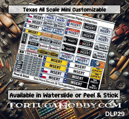 Texas - 1:18, 1:24, 1:64 & 1:10 Scale License Plates for Diecast or Models