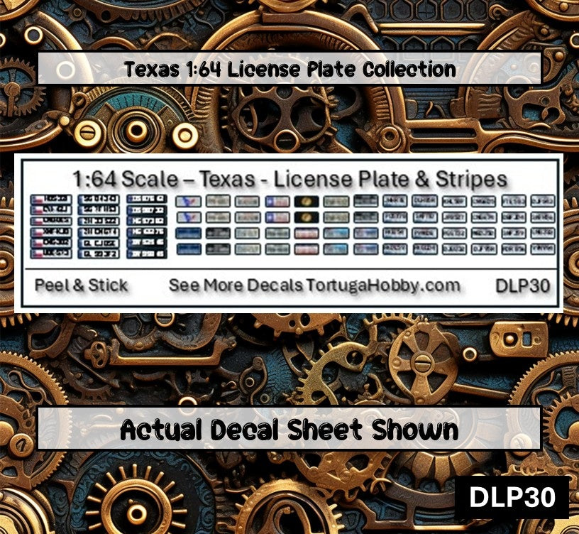 Texas - 1:18, 1:24, 1:64 & 1:10 Scale License Plates for Diecast or Models