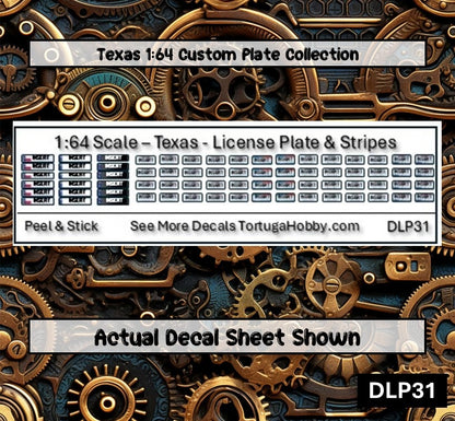 Texas - 1:18, 1:24, 1:64 & 1:10 Scale License Plates for Diecast or Models