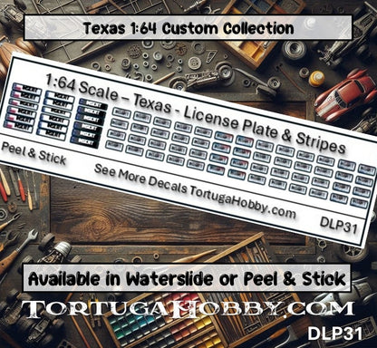 Texas - 1:18, 1:24, 1:64 & 1:10 Scale License Plates for Diecast or Models