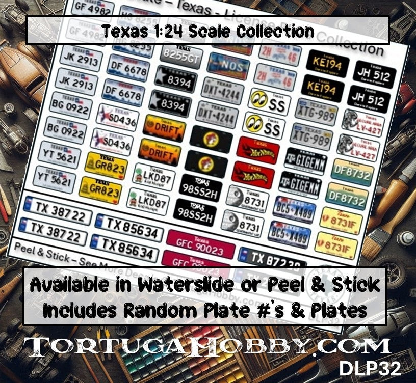 Texas - 1:18, 1:24, 1:64 & 1:10 Scale License Plates for Diecast or Models
