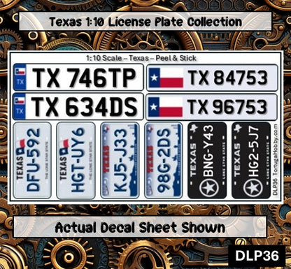 Texas - 1:18, 1:24, 1:64 & 1:10 Scale License Plates for Diecast or Models
