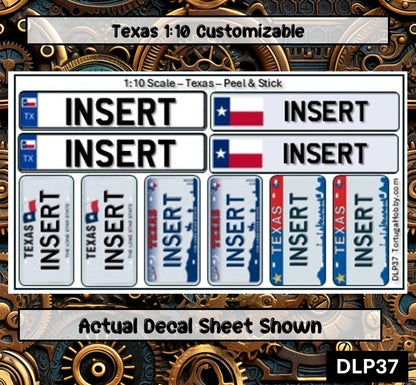Texas - 1:18, 1:24, 1:64 & 1:10 Scale License Plates for Diecast or Models