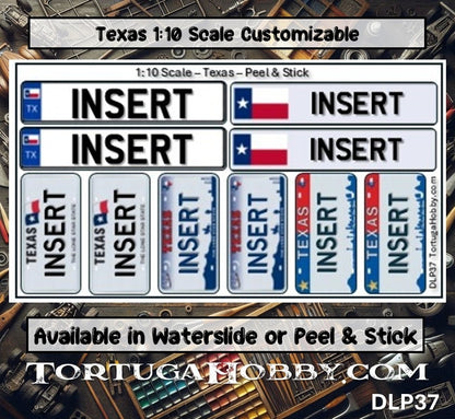 Texas - 1:18, 1:24, 1:64 & 1:10 Scale License Plates for Diecast or Models