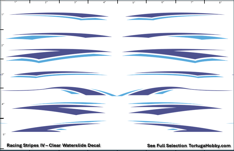 Racing Stripes IV - Clear Water Slide Decals - 1:24 Scale