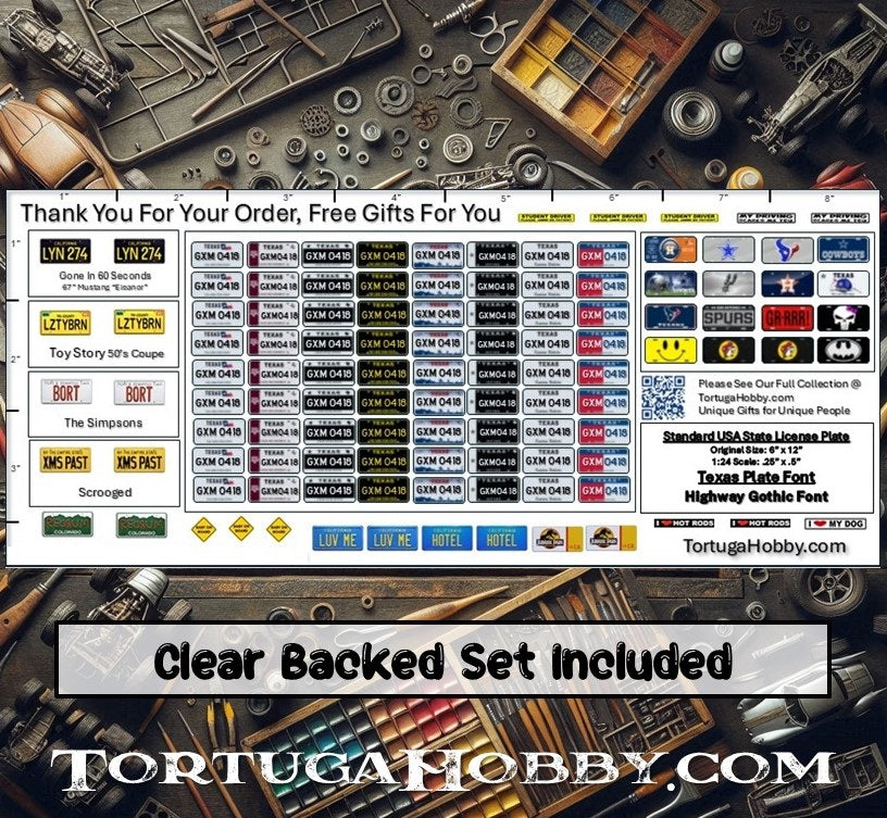 Decals - Customized License Plates - 3 Scales For All Of Your Projects