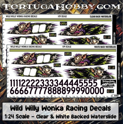 Willy Wonka Racing Decals - Clear and White Waterslide - 1:24 or 1:64 Scale