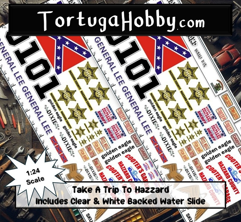 Cars of Hazzard - Water Slide Decals - Various Scale