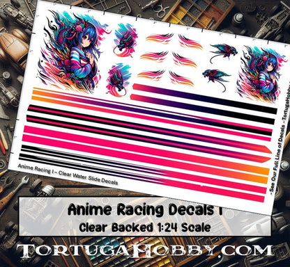 Decals - Anime Racing Dragon I - Clear Water Slide Decals - 1:24 Scale - Models & Derby Cars