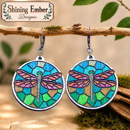 Butterfly and Dragonfly sHand-Painted Wood Earrings