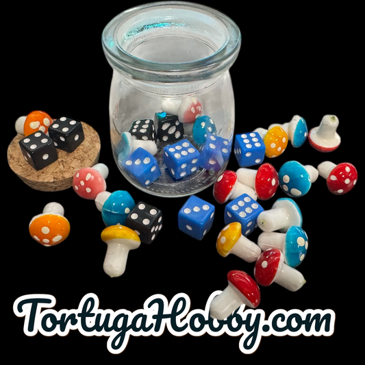20pc Mushroom & D6 Counters in Glass Jar