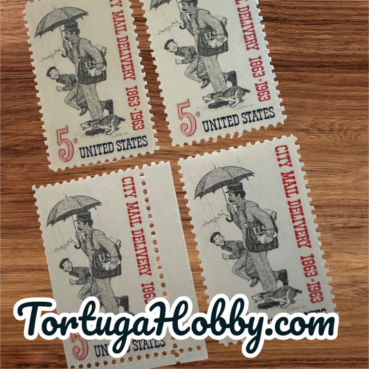 1963 - Commemorative City Mail Delivery - US 1238 - 5 Cent Stamp X4
