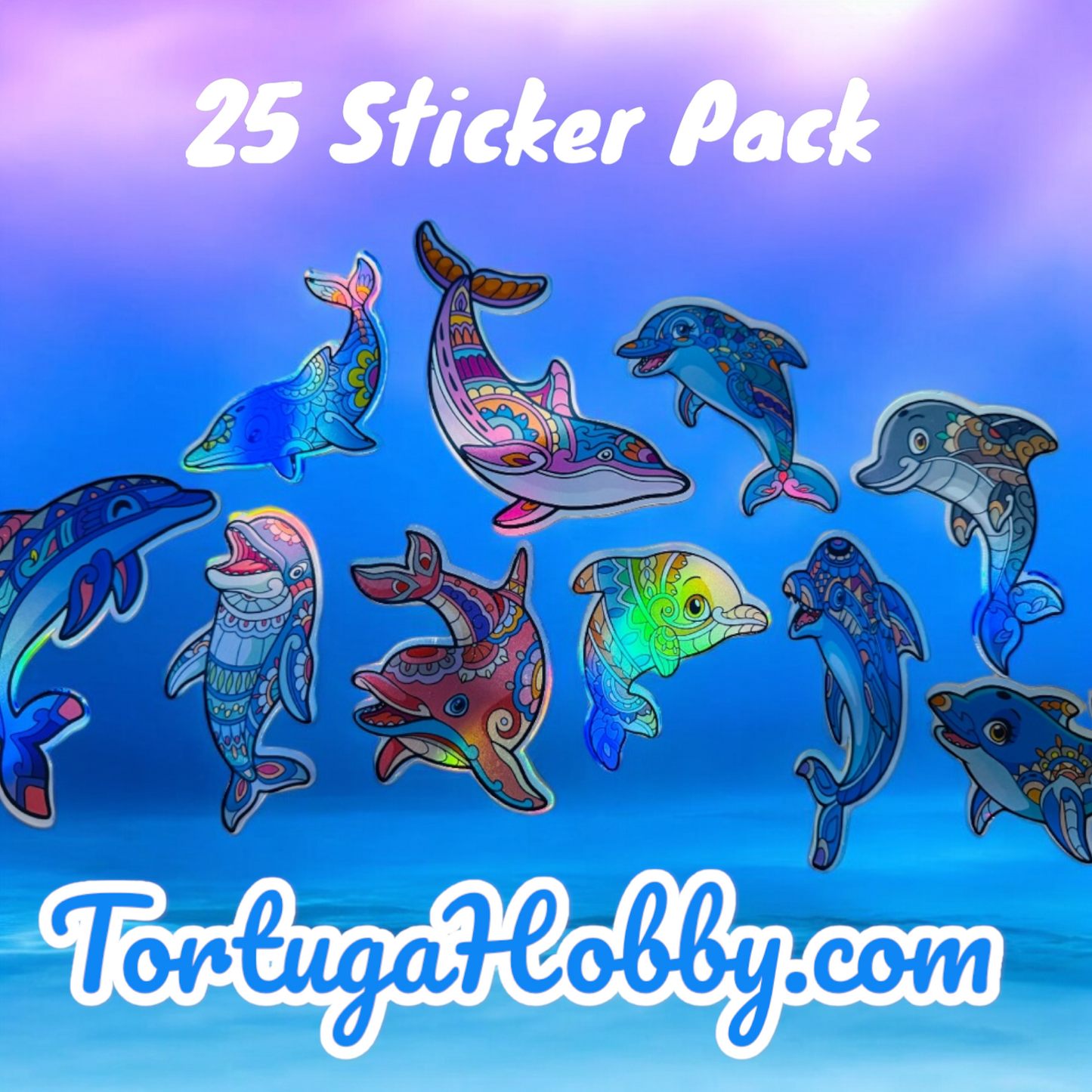 25 Holographic Dolphin Stickers for laptops, Water Bottles, Skateboards, Lockers and More