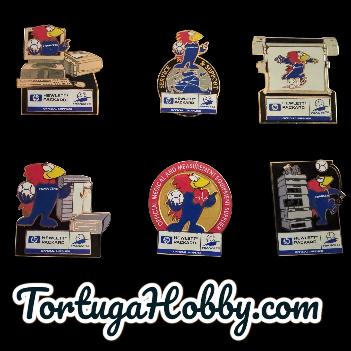 1998 FIFA World Cup - France - Hewlett Packard Sponsor Pin Set W Footix