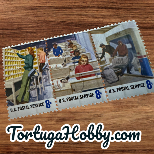 1973 - Postal Service Employees Issue - 8 Cent Stamps X3