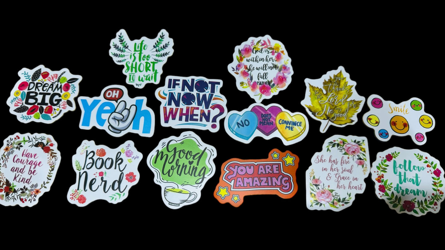 25 Be Inspirational - Positive Motivational and Inspirational Stickers for Laptops, Water Bottles, Skateboards, Lockers and More