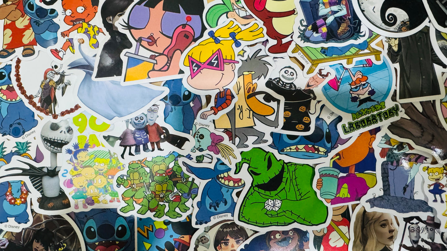 25 of Your Favorite Characters 80’s to Today. Stickers for Laptops, Water Bottles, Skateboards, Lockers and More