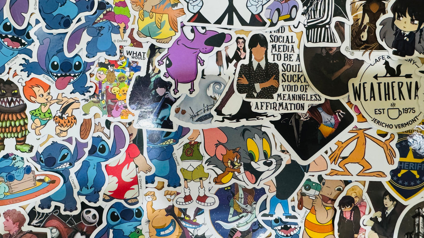 25 of Your Favorite Characters 80’s to Today. Stickers for Laptops, Water Bottles, Skateboards, Lockers and More