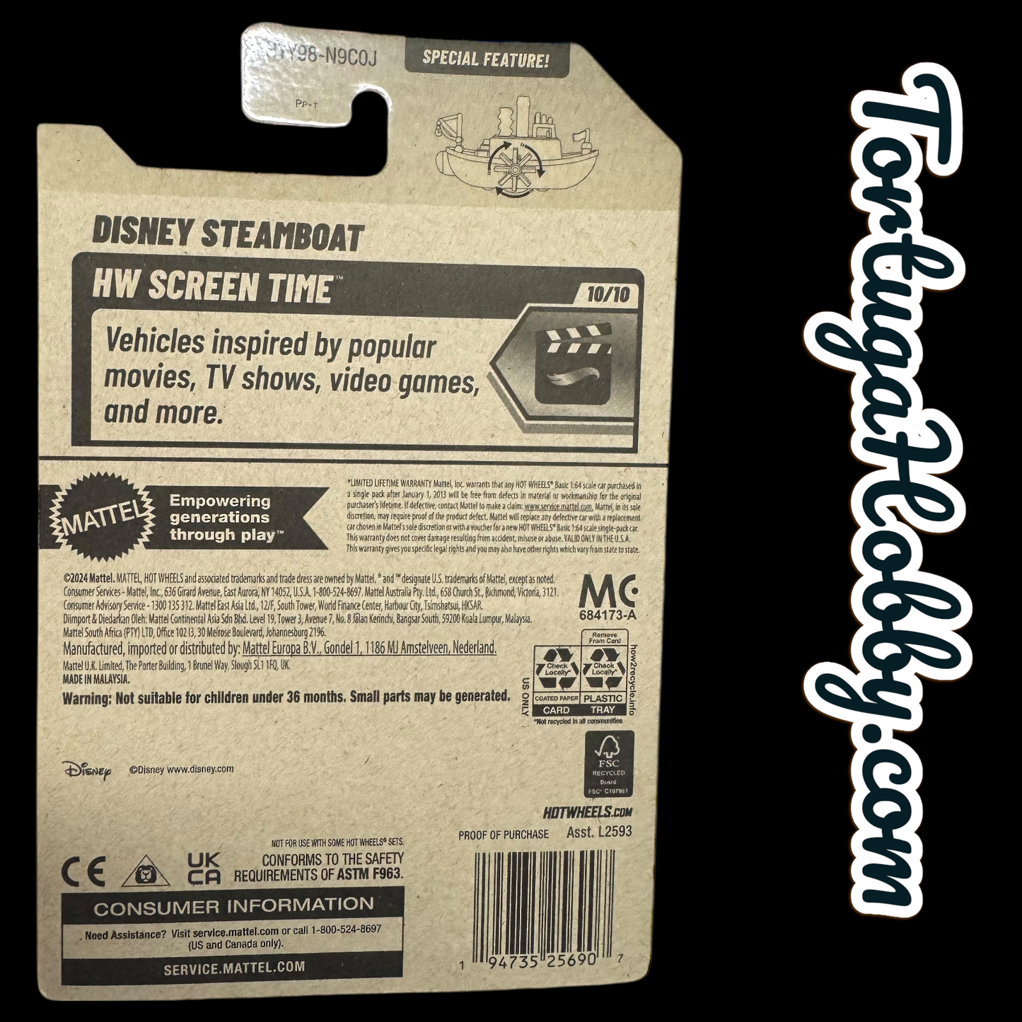 2025 - Hot Wheels - HW Screen Time 10/10 Disney Steamboat 166/250 (BBHYY98)