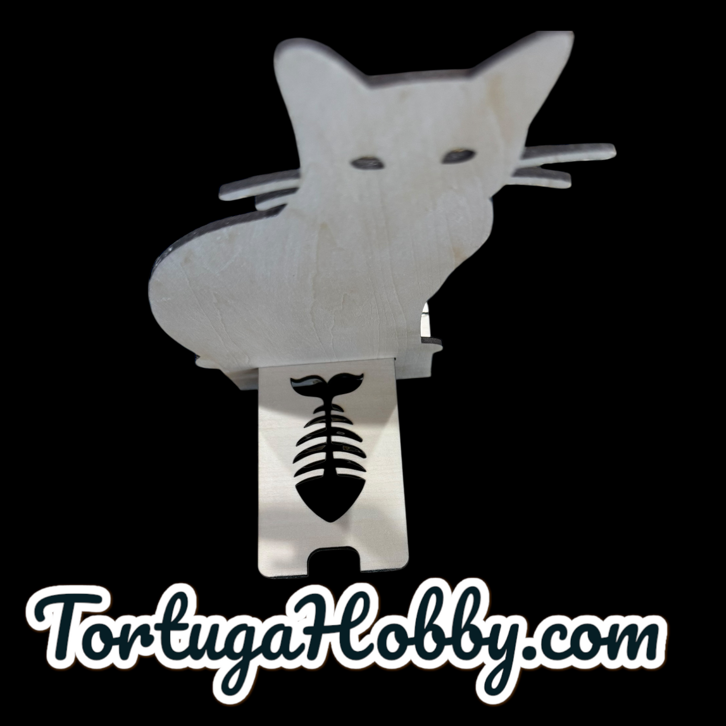 Kitten Wood Phone Stand