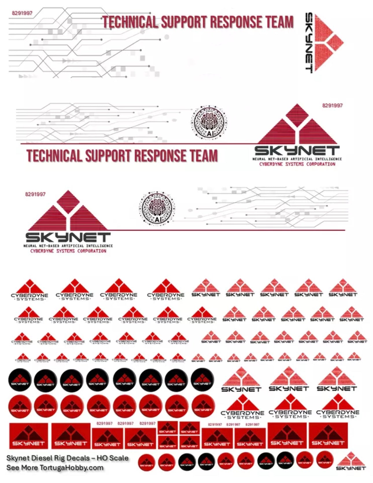 Decals - Skynet/Cyberdyne Statems - Clear & White Water Slide Decals - HO Scale