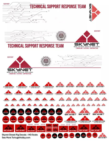 Decals - Skynet/Cyberdyne Statems - Clear & White Water Slide Decals - HO Scale