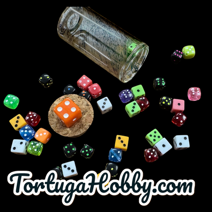 8mm Dice Set/Counters in Glass Containers - Perfect for Unique Game Night - CCG - Roleplay