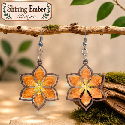 Geometric Hand-Painted Wood Earrings