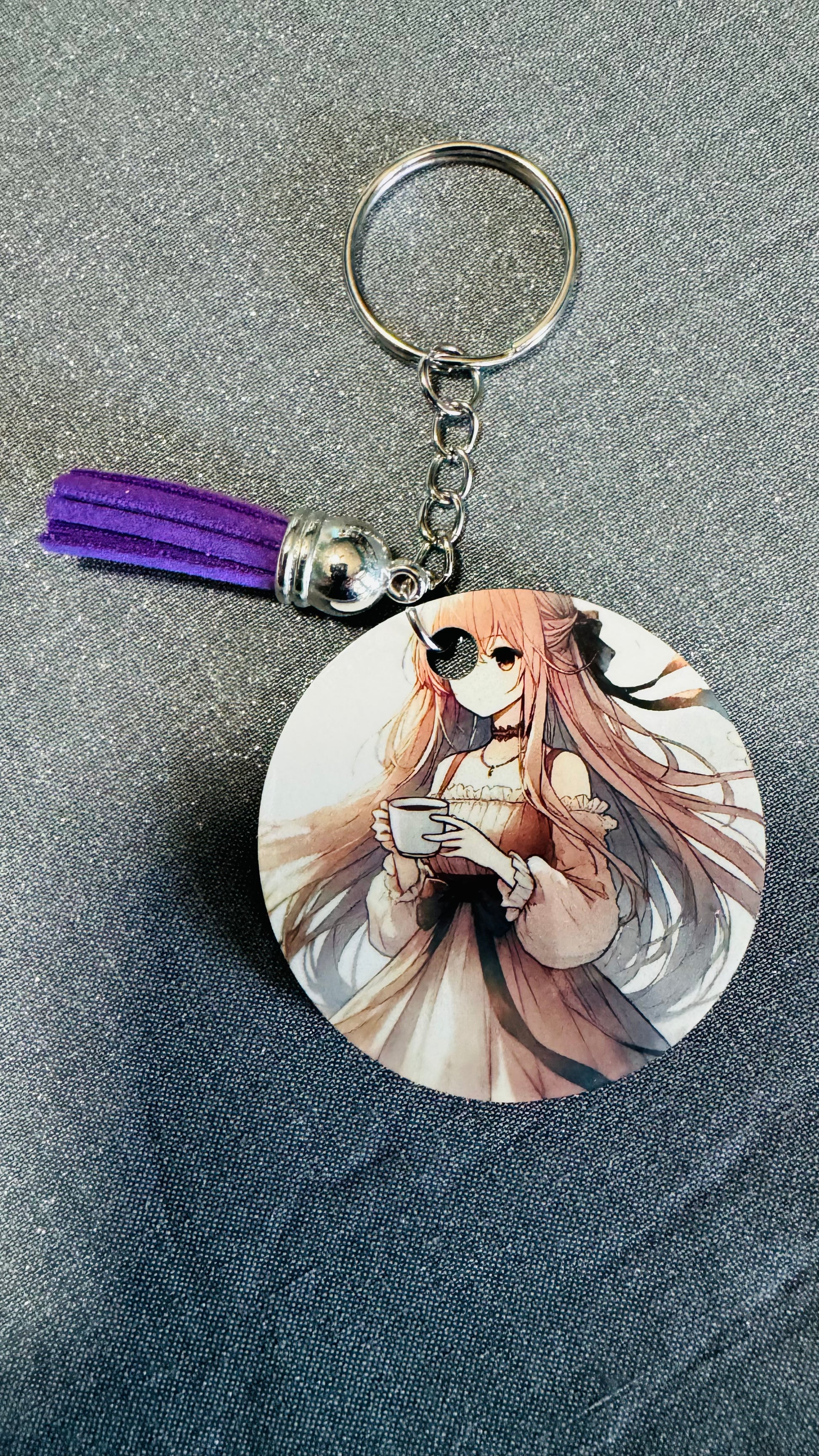 A Keychain Keyring Anime Girl Coffee Drinkers Tortuga Hobby Works