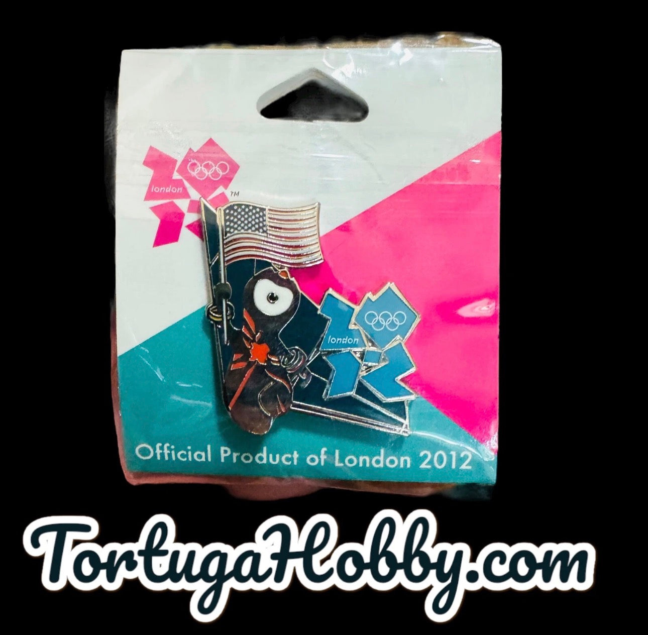2012 - LOCOG London Olympics Official Logo w/ United States Flag Pin Pinback