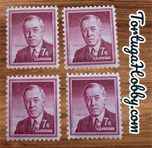 1956 - Woodrow Wilson - 7 Cent Stamps - Includes 4 Stamps - Scott #1040.