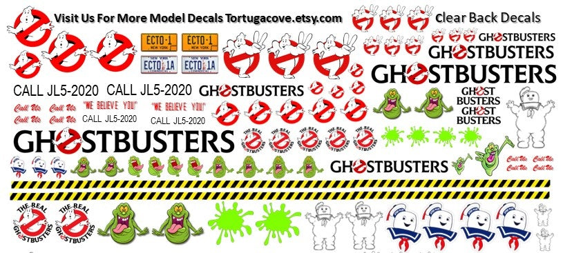 Decals - Ghostbusters - Clear Water Slide Decals - 1:24 Scale